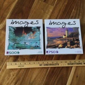 NIB Sealed Set of 2 Puzzles Images Winter and Lighthouse
